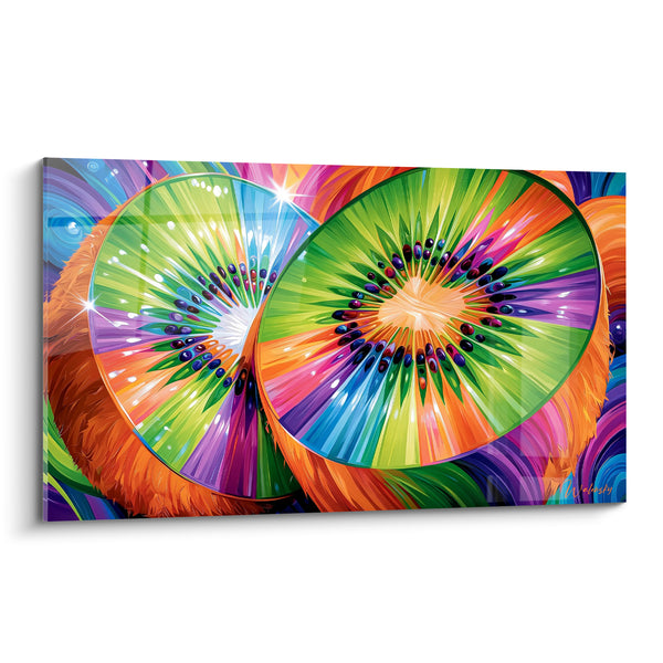 Tableau Kiwis tranchés vert et orange psychédélique - Éclatement tropical - Edition Kiwi