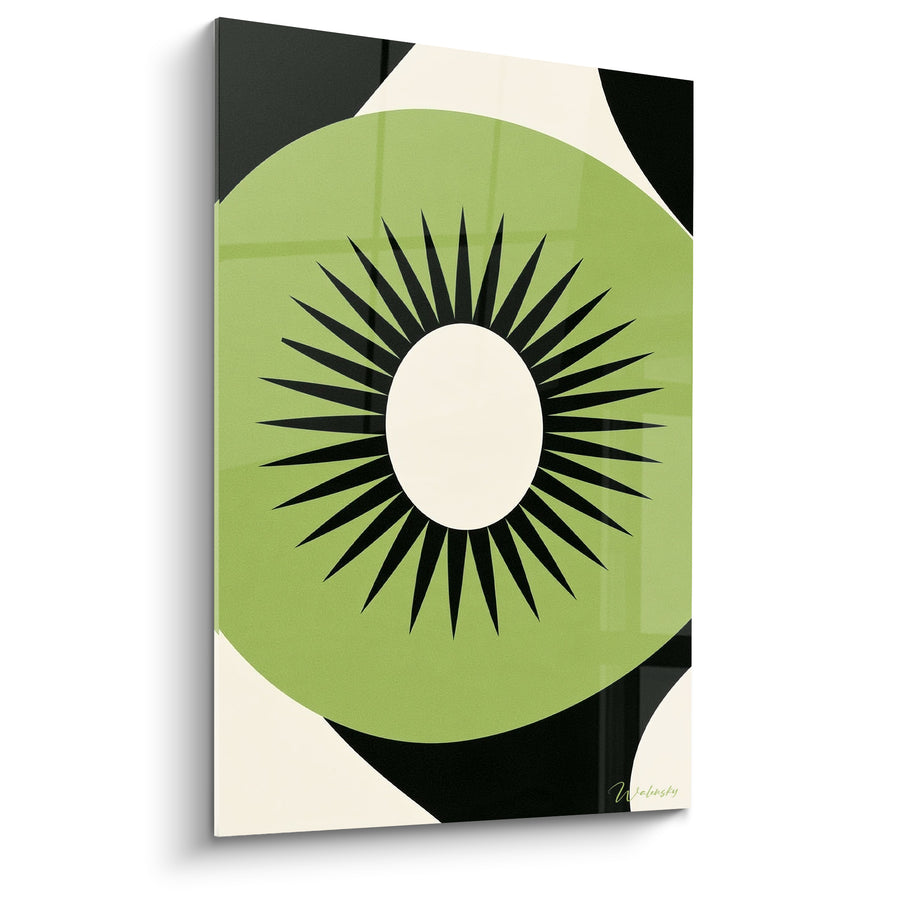 Tableau Kiwi géométrique vert et crème - Fraîcheur graphique - Edition Kiwi