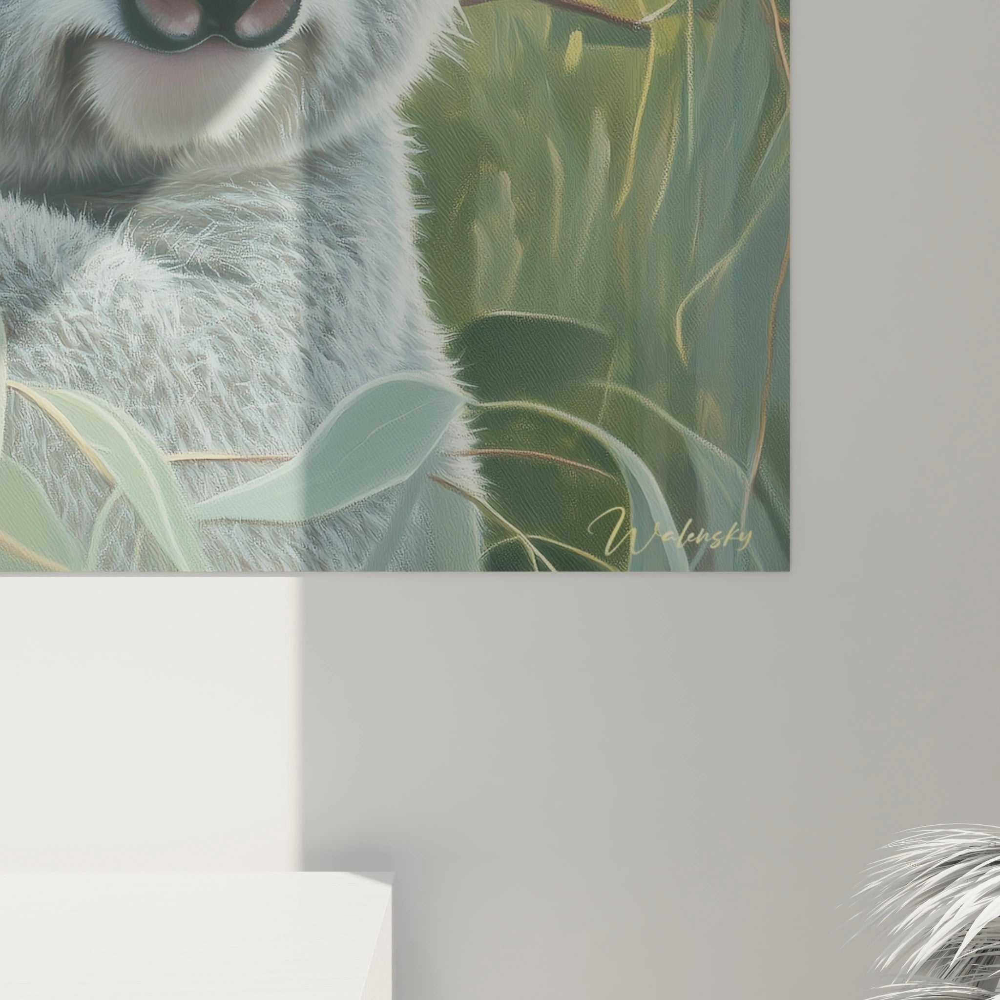 Tableau koala Walensky avec illustration réaliste de koala et végétation verte