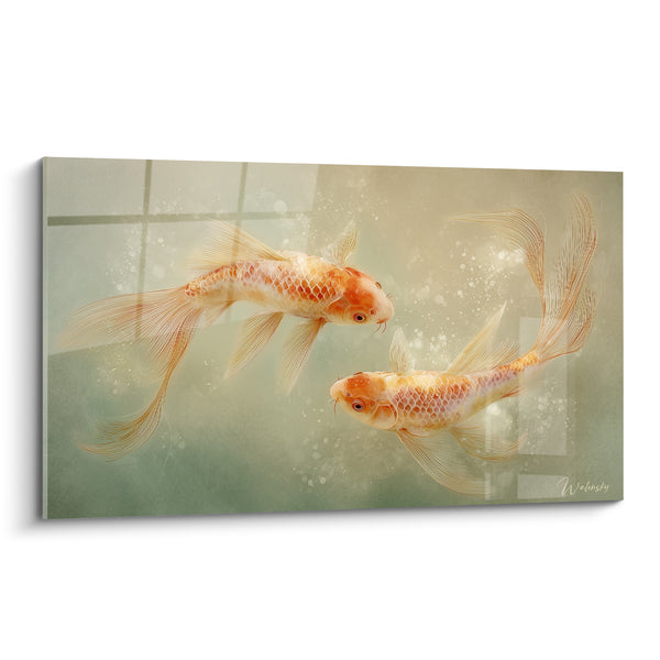 Tableau Poissons oranges nageoires voilées - Danse sous l'eau - Edition Koi