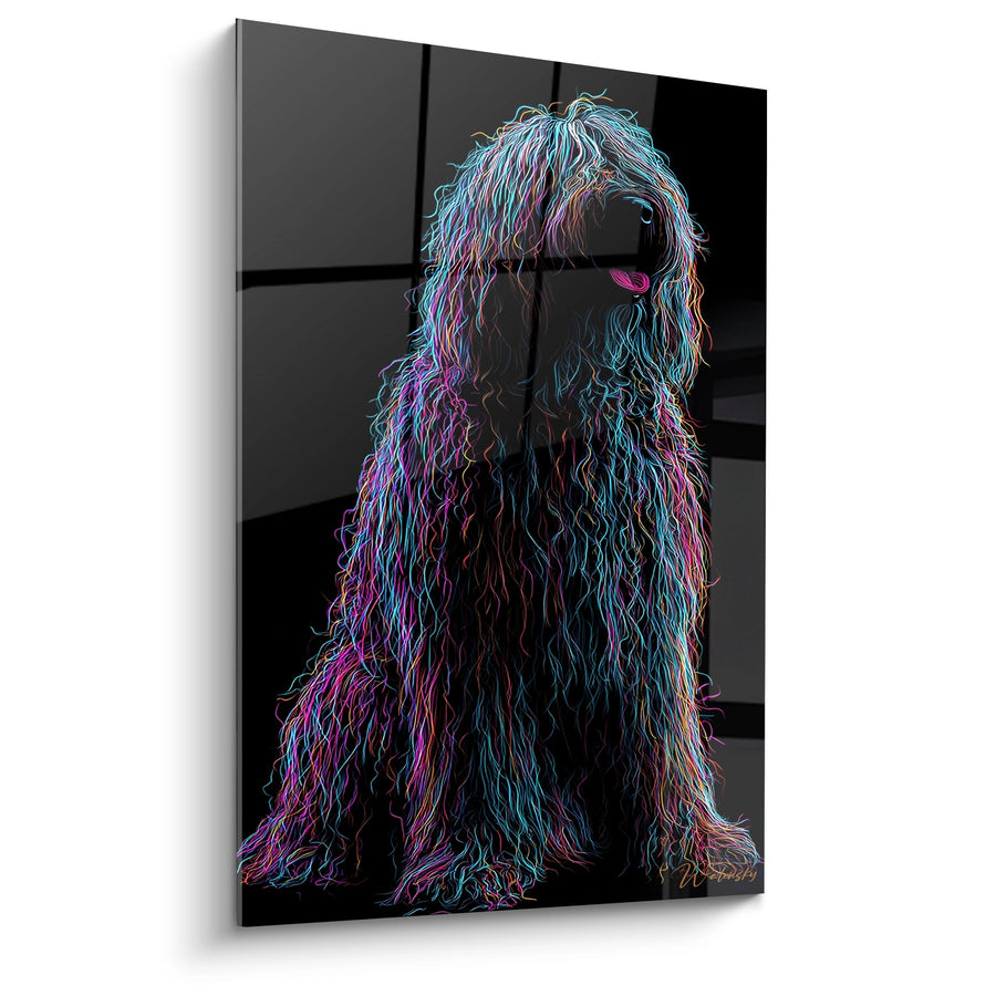 Psychedelic Multicolor Dog Painting - Neon Fusion - Komondor Edition