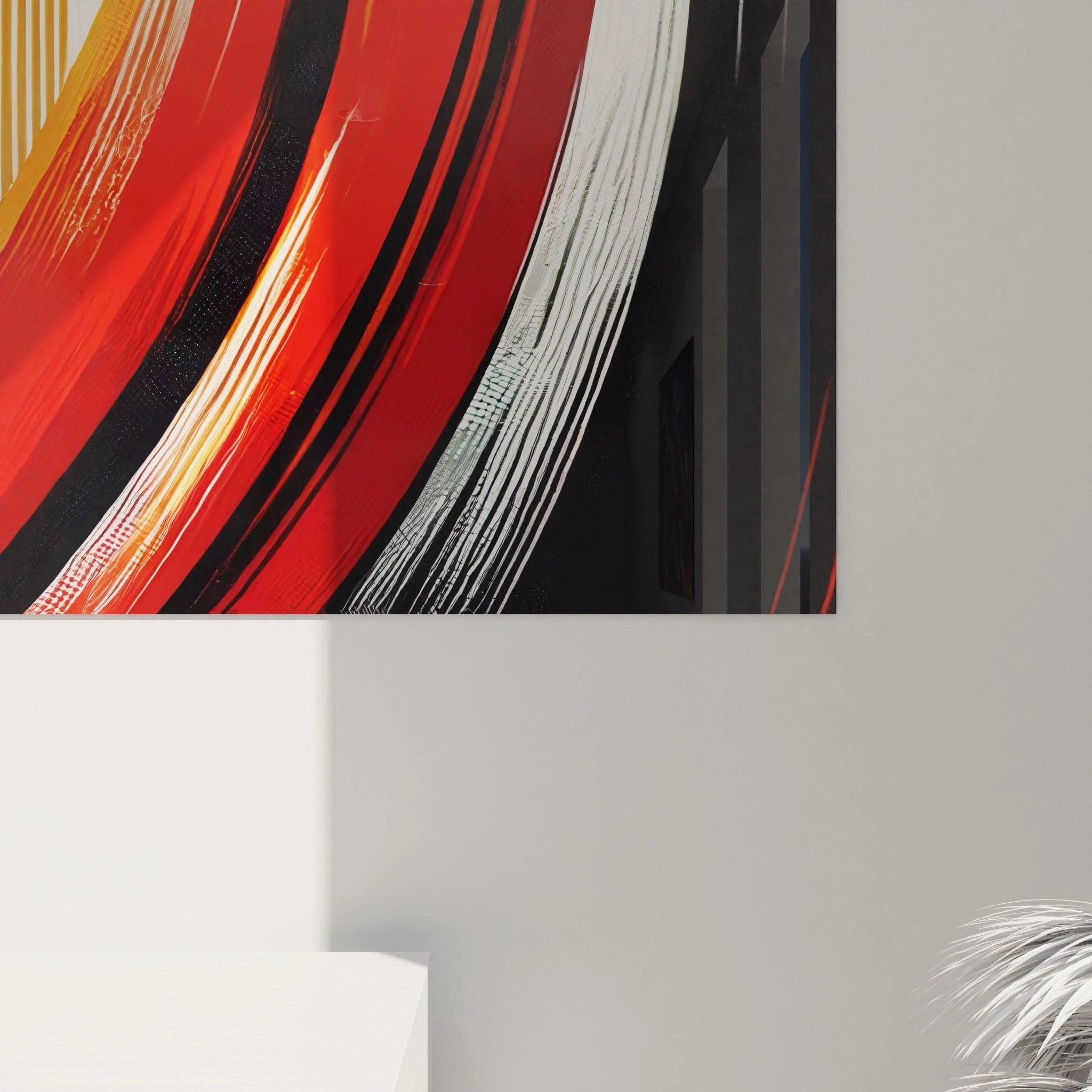 Un détail captivant du tableau africain, montrant la texture des couleurs chaudes et les lignes fluides de la silhouette féminine, évoquant la grâce et la puissance de l’héritage africain.

