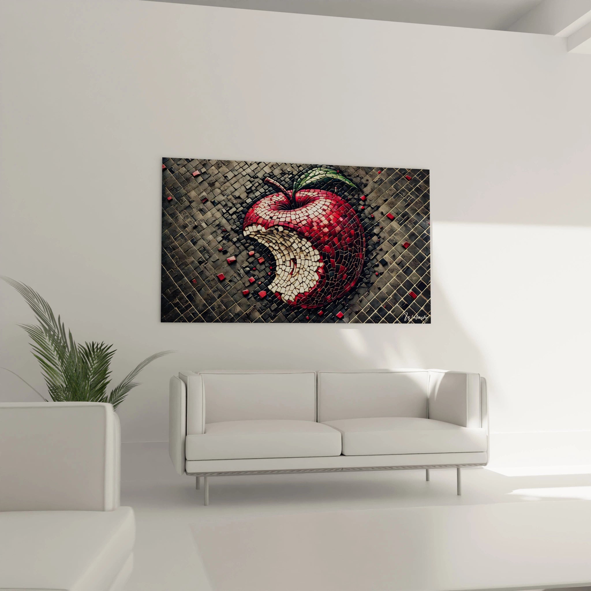 Transformez votre salon avec ce tableau Mosaique. Accroche au-dessus du canape, il devient un point focal captivant et invite a la reflexion sur la beaute des choix.

