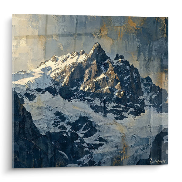 Tableau Sommet rocheux aux glaciers bleus et dorés - Majesté glacée - Edition La Meije Provence-Alpes-Côte d'Azur France