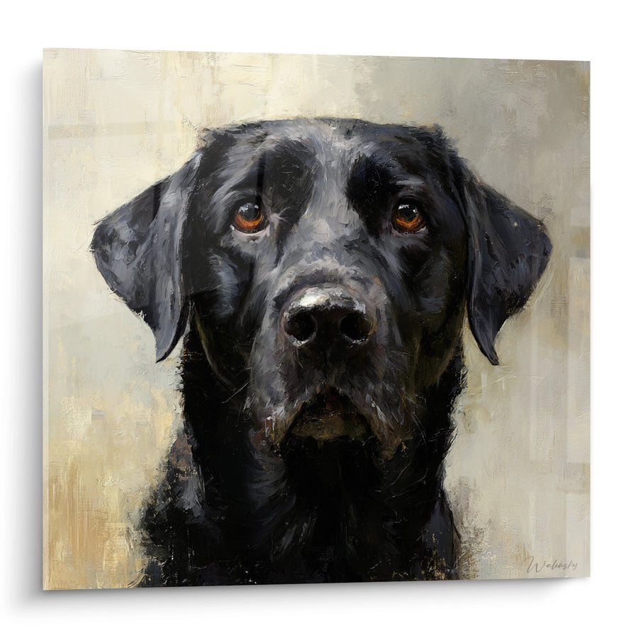 Tableau Portrait de Labrador Noir aux Yeux Ambrés - Regard Saisissant - Edition Tableau Labrador Retriever