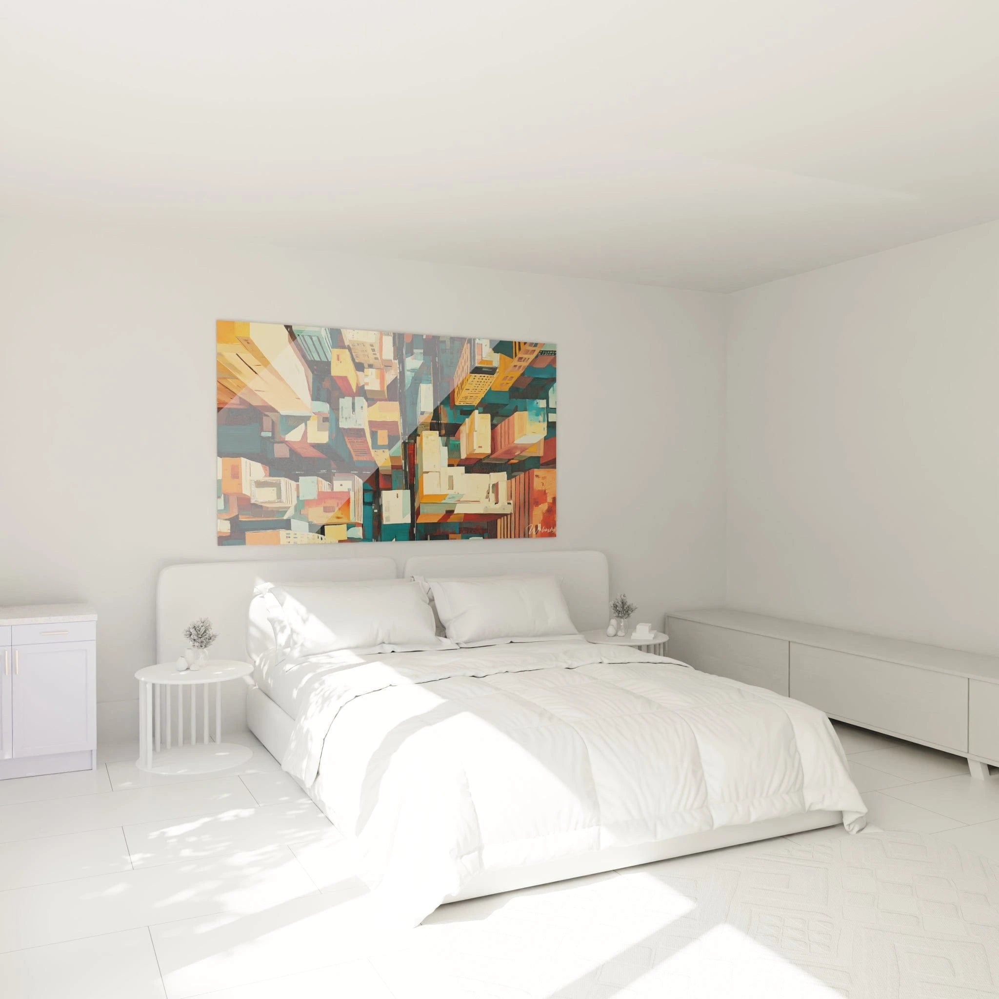 Tableau cubisme abstrait de Walensky pour décoration moderne de chambre à coucher