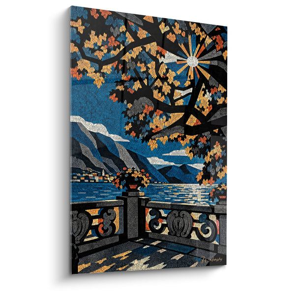 Tableau Terrasse italienne aux branches dorées - Quiétude italienne - Edition Lac de Côme Lombardie Italie