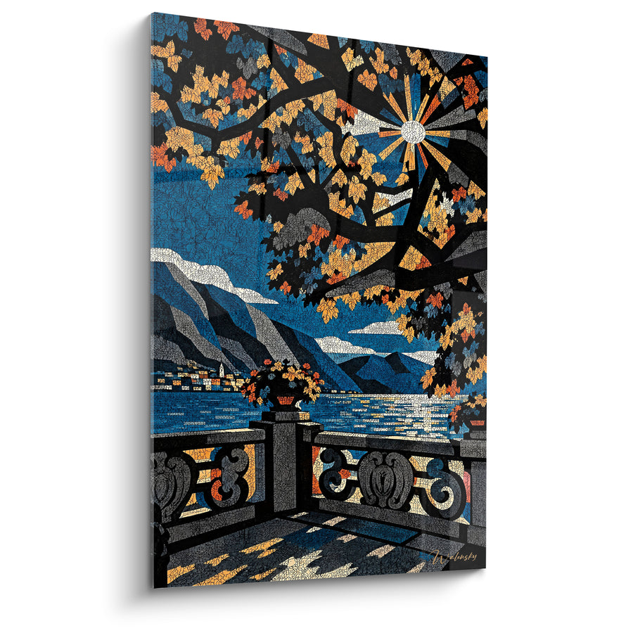 Tableau Terrasse italienne aux branches dorées - Quiétude italienne - Edition Lac de Côme Lombardie Italie