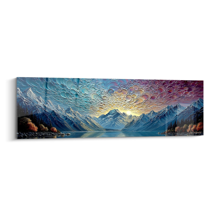 Tableau lac de montagne coucher de soleil - Reflets dorés - édition Montagne