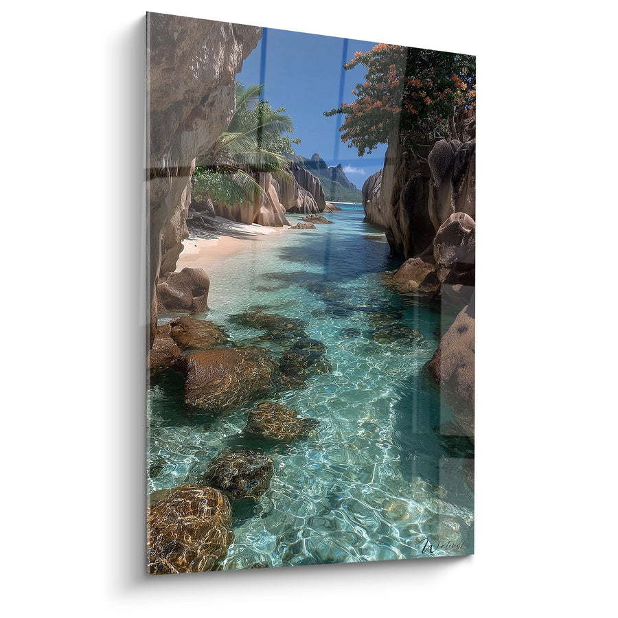 Tableau Lagon Tropical aux Rochers Granitiques - Paradis Turquoise - édition Plage