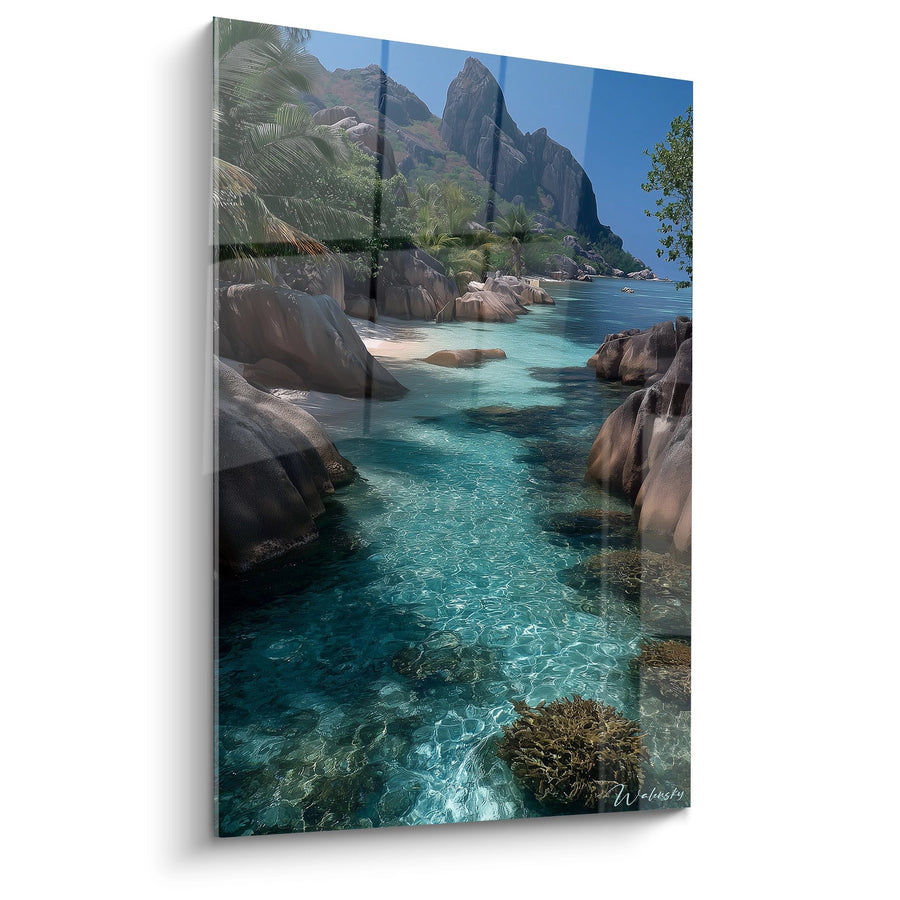 Tableau Lagune Tropicale - Évasion aux Seychelles - édition Plage