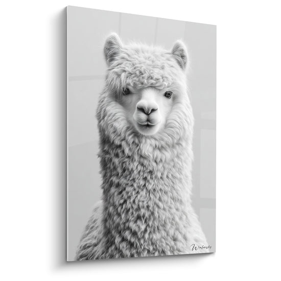 Tableau Lama laineux blanc et gris - Douceur candide - Edition Lama
