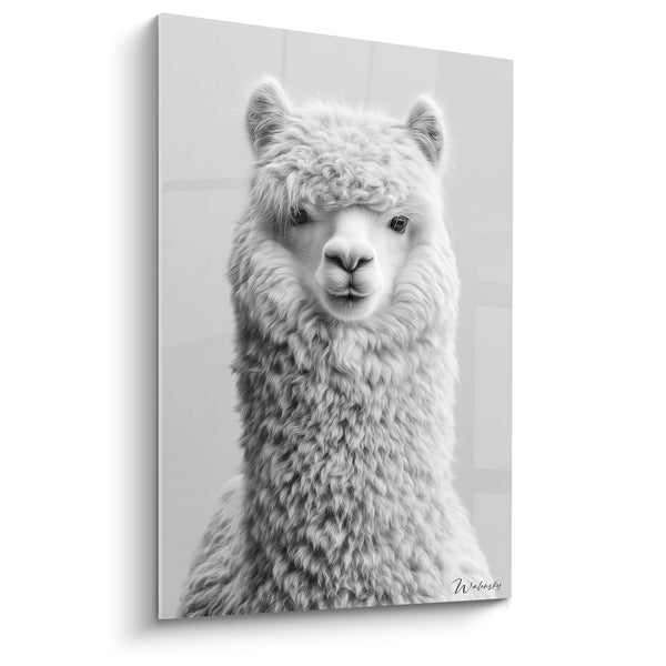 Tableau Lama laineux blanc et gris - Douceur candide - Edition Lama