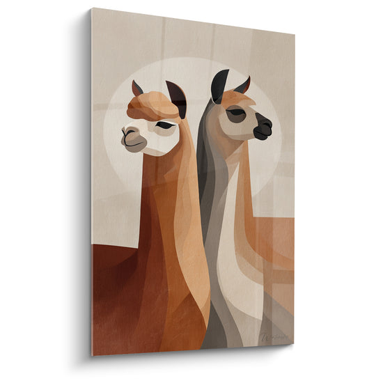 Tableau Duo de lamas ocre et anthracite - Complicité silencieuse - Edition Lama
