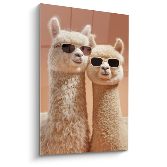 Tableau Duo blanc et beige lunettes de soleil - Complicité en terracotta - Edition Lama