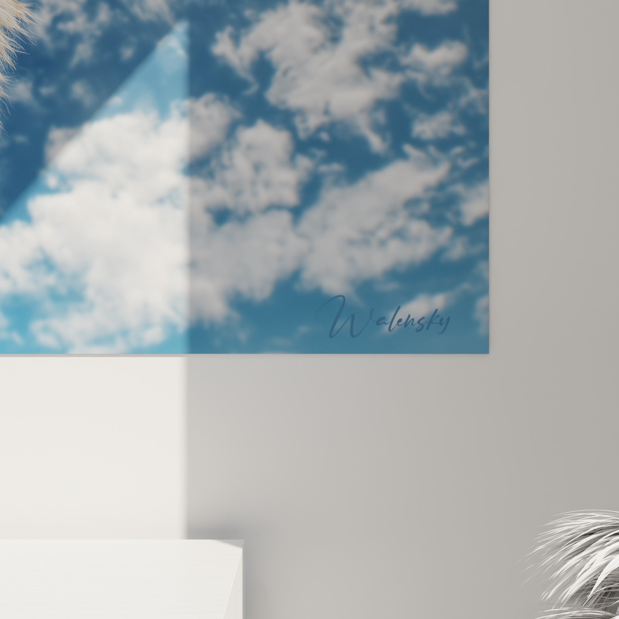 Texture du pelage beige et brun du lama visible en détail, avec les nuances de bleu ciel en arrière-plan