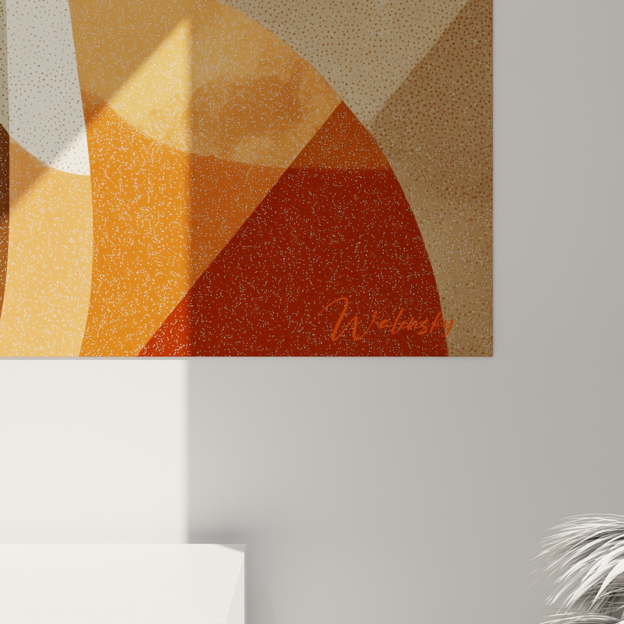 Grain texturé révélant les nuances terracotta et beige sable du pelage stylisé des lamas