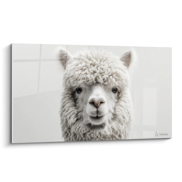Tableau Lama à la toison blanche bouclée - Regard des cimes - Edition Lama