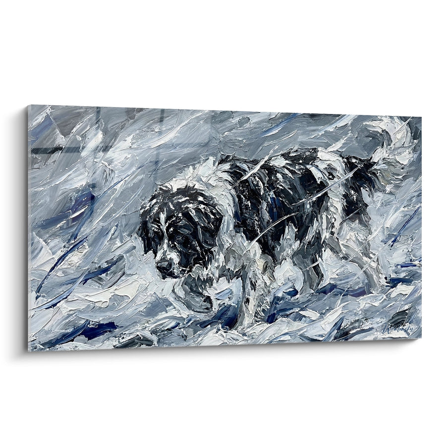 Tableau Landseer Peint dans les Tons Gris et Bleus - Majesté Polaire - Edition Landseer