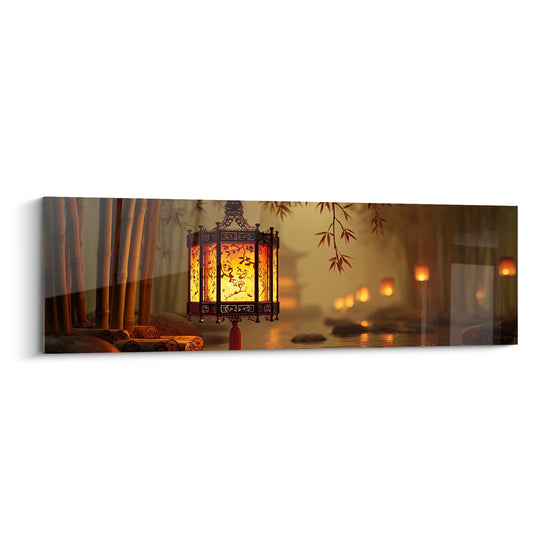 Tafel Japanse Gouden Lantaarn met Bloemmotieven in een Gezellige Sfeer - Licht van het Oosten - Editie Lantaarn