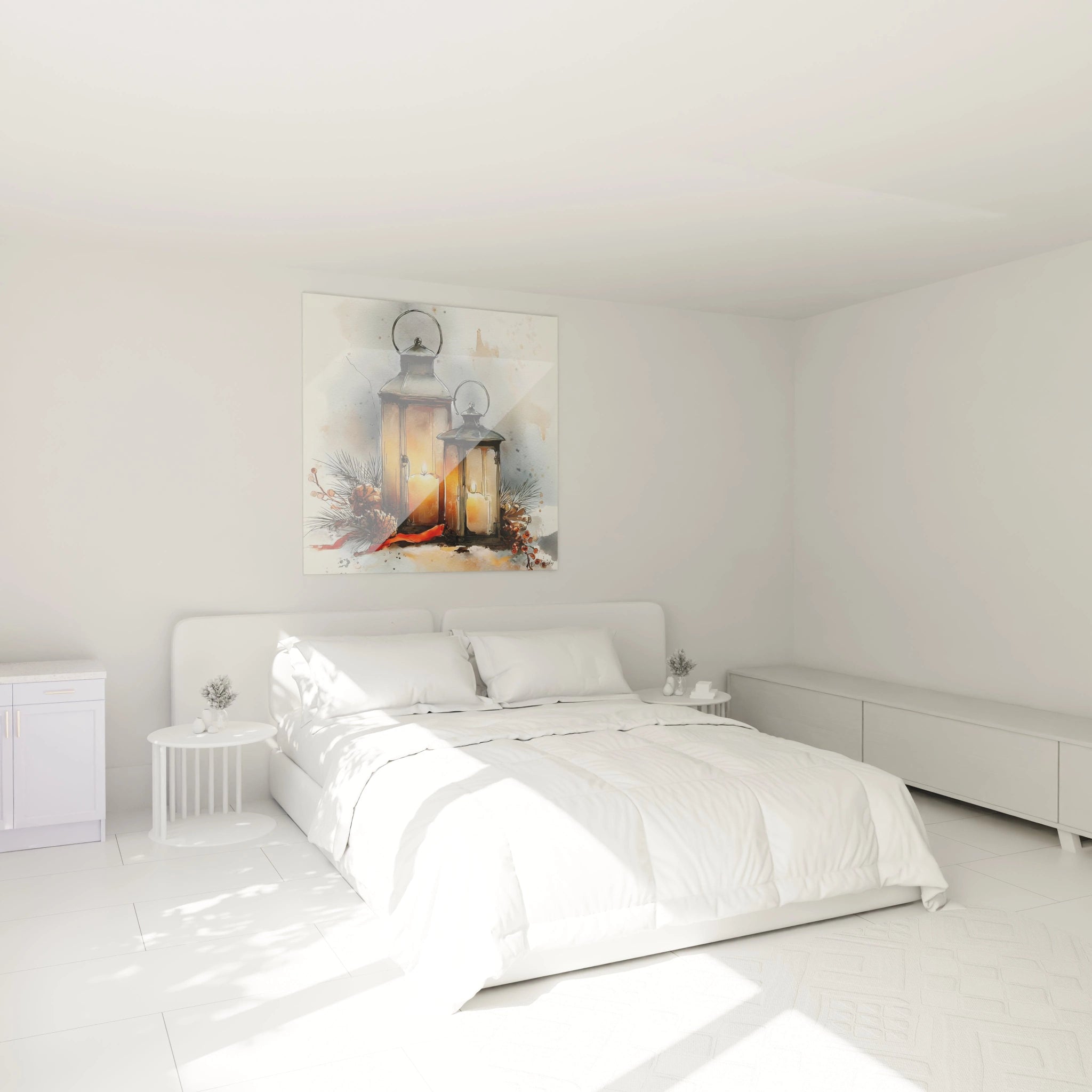 Tableau mural lanternes Noël de Walensky pour décorer une chambre moderne et lumineuse