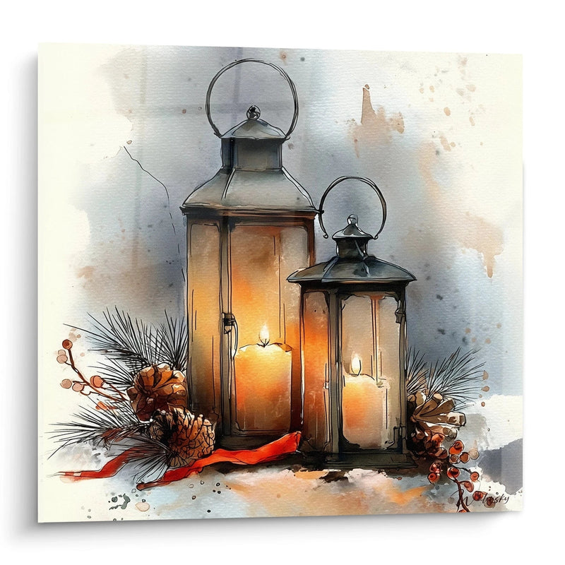 Schilderij Heilige Vlammen Lantaarns van Kerstavond - Kersteditie