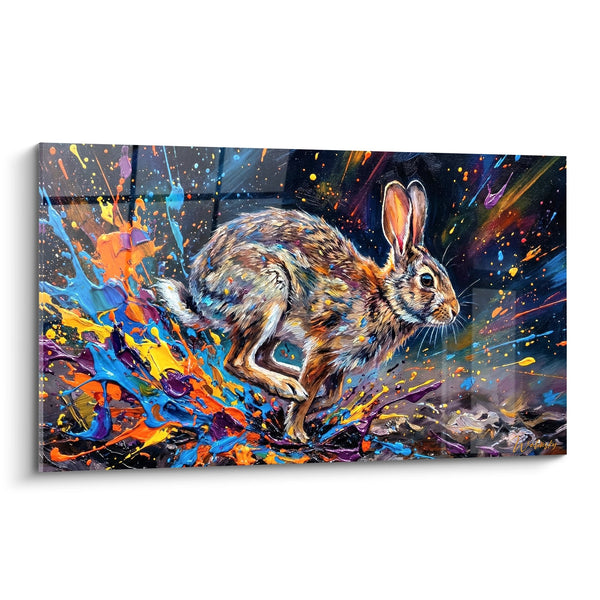 Cuadro Conejo con Salpicaduras Multicolor - Explosión Artística - Edición Conejo