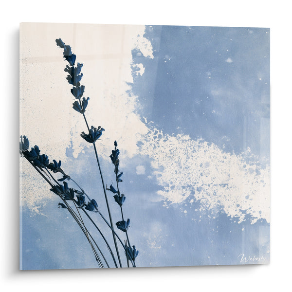 Tableau Épis bleu marine et blanc éclaboussés - Silhouette nocturne des tiges - Edition Lavande