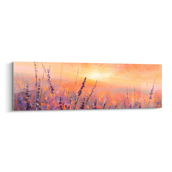 Tableau Champ de lavande orange et violet au soleil - Coucher de soleil provençal - Edition Lavande