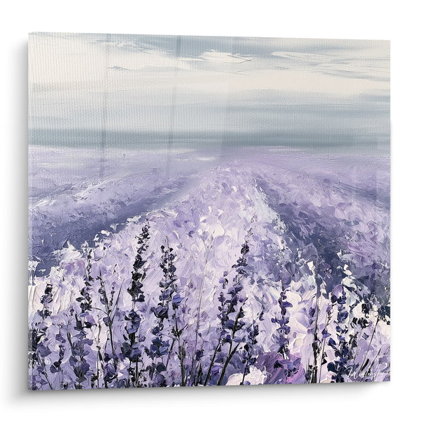 Tableau Champ de lavande mauve et gris - Horizon apaisant - Edition Lavande