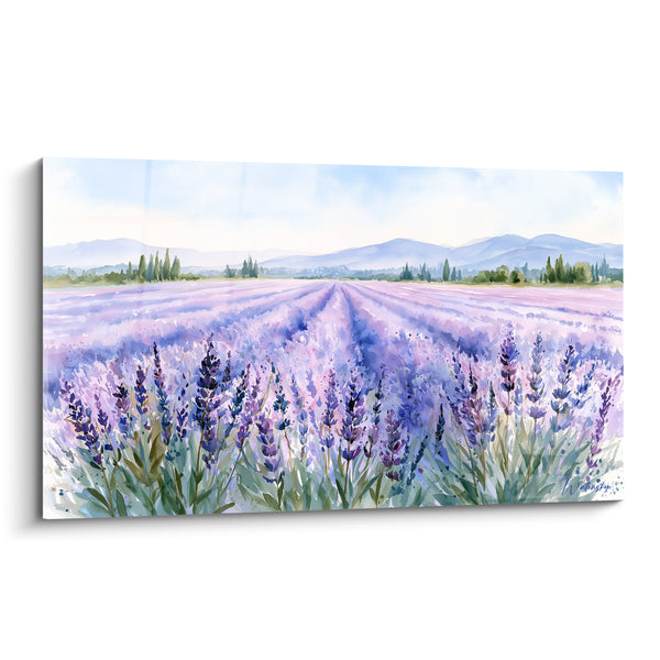 Tableau Champ violet et bleu aux collines lointaines - Échappée provençale - Edition Lavande