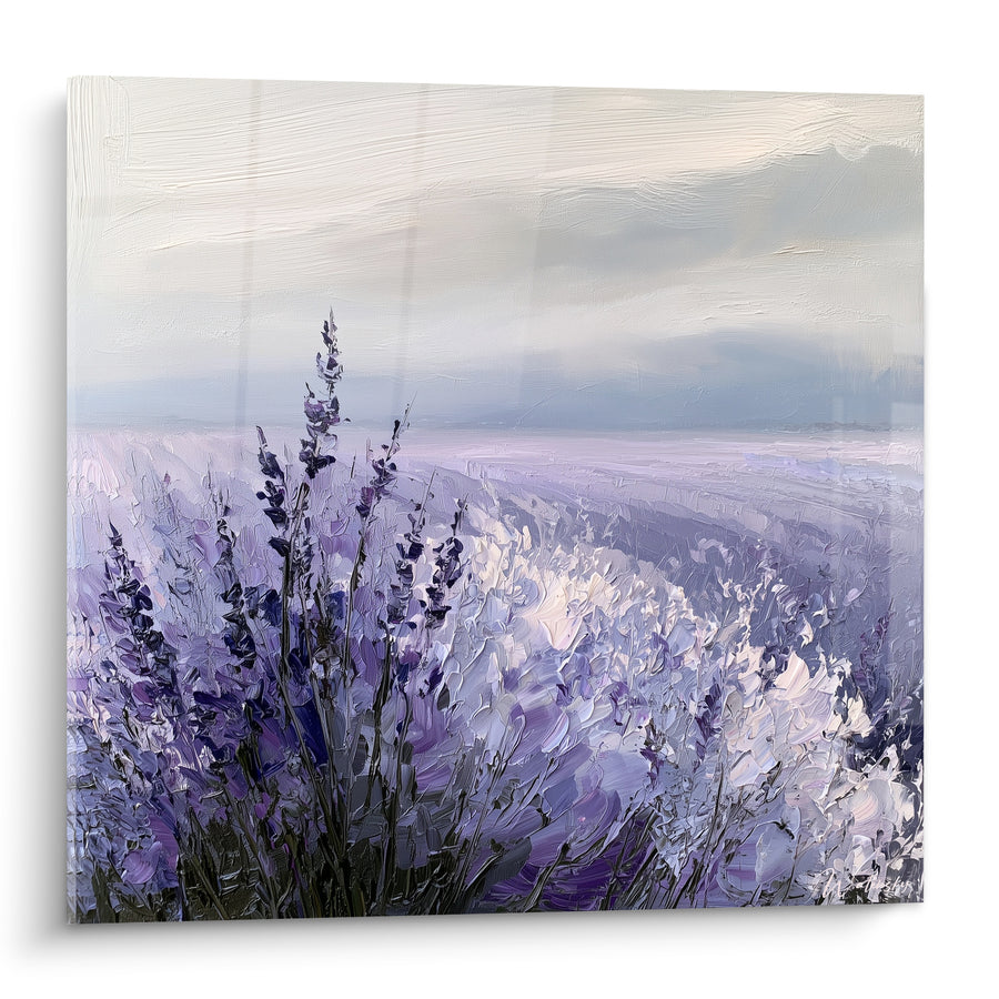 Tableau Champ de lavande violet et blanc - Brume matinale provençale - Edition Lavande