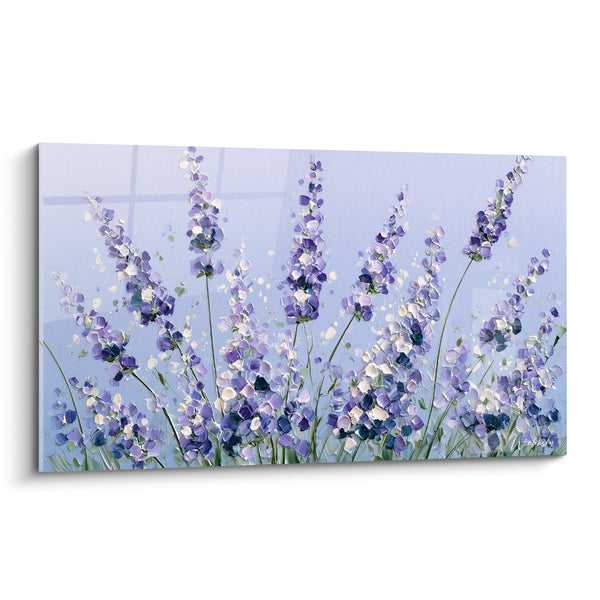 Tableau Épis de lavande sur fond bleu pastel - Souffle champêtre - Edition Lavande