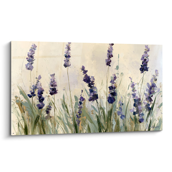 Tableau Épis violets et verts aux tiges dressées - Herbes hautes et graminées - Edition Lavande