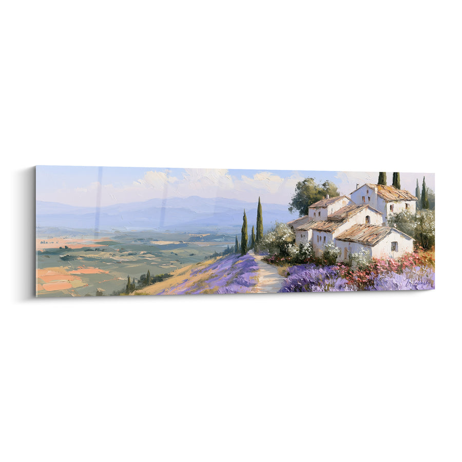 Tableau Hameau provençal aux teintes mauve et ocre - Sérénité provençale - Edition Lavande