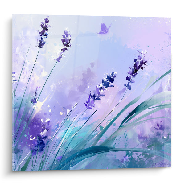 Tableau Épis de lavande et papillon violet - Envol printanier - Edition Lavande