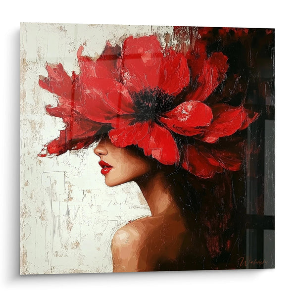 Schilderij De Gloed van Rood - Abstract Gezicht Editie