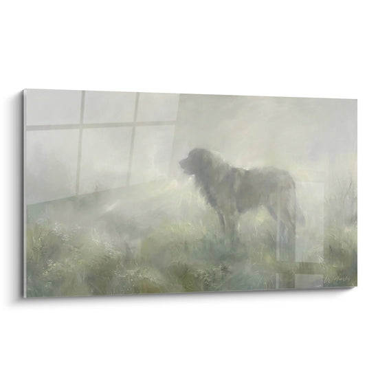 Künstlerisches Gemälde Leonberg im Morgennebel Perlgrau- und Cremetöne nebelige Wanddekoration