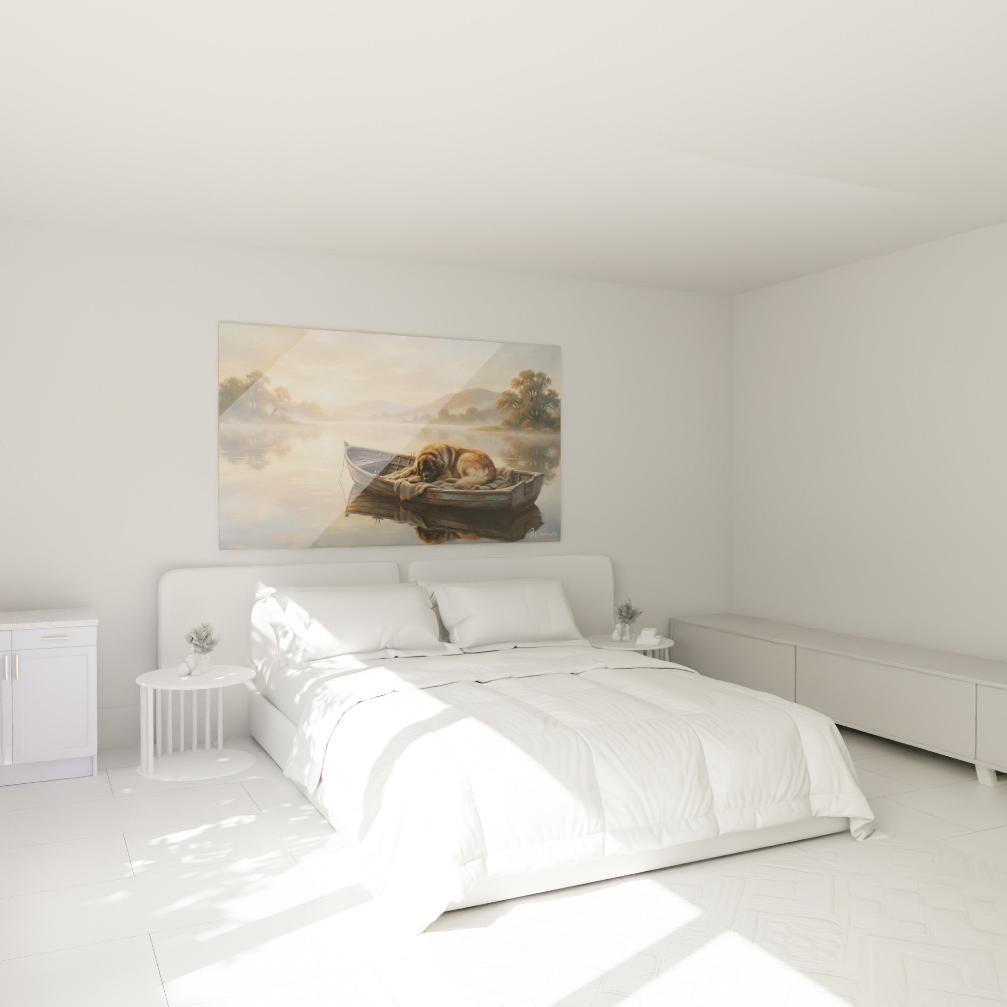 Tableau mural Leonberg barque chambre decoration murale lever soleil ambiance apaisante