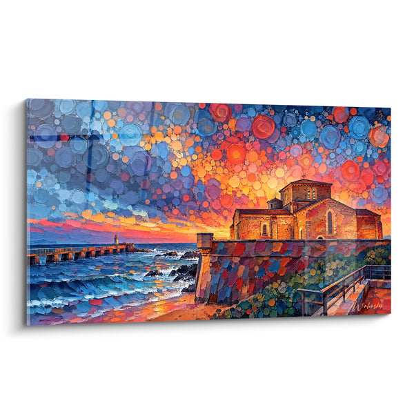 Tableau Chapelle bleue et orange aux bulles rondes - Ciel en éclosion - Edition Les Sables-d'Olonne Pays de la Loire France