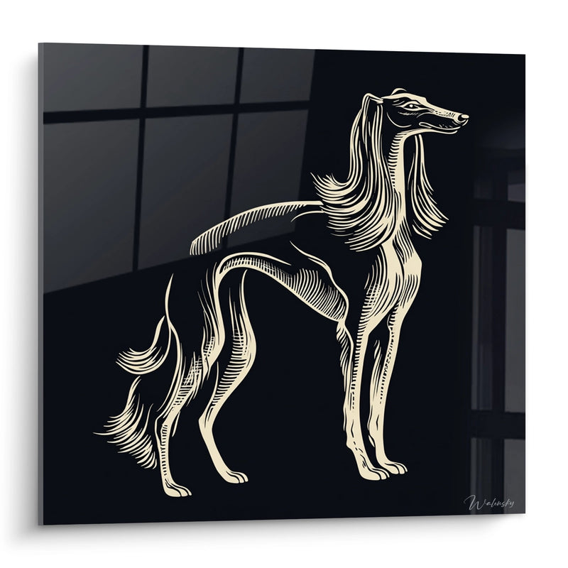 Tableau Lévrier Élégant Doré sur Fond Noir - Silhouette Royale - Edition Lévrier Afghan