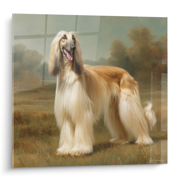 Cuadro de Lebrel Afgano Dorado en Retrato Majestuoso - Elegancia Canina - Edición Lebrel Afgano