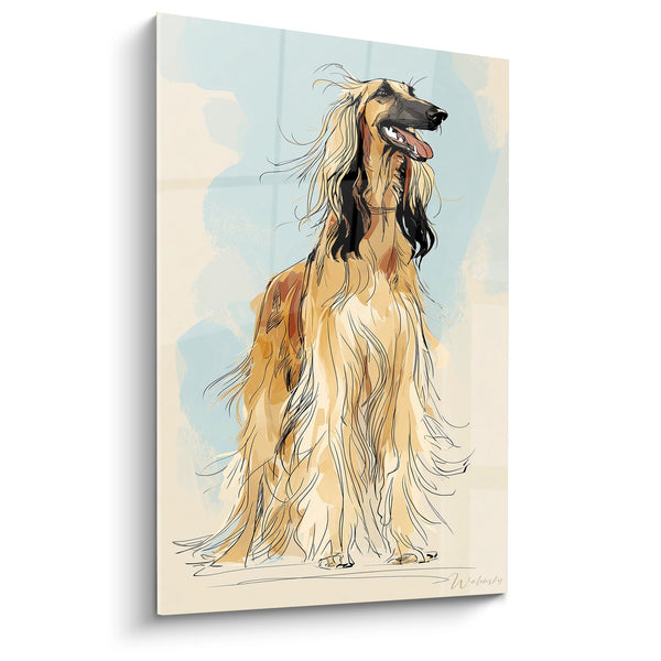 Cuadro de Lebrel Afgano Majestuoso de Pelaje Dorado - Elegancia Canina - Edición Lebrel Afgano