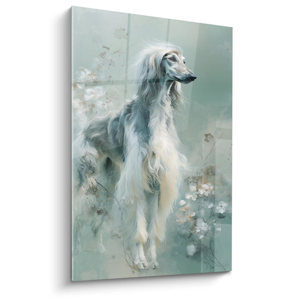 Cuadro de Lebrel Afgano con Matices Azulados - Retrato Elegante - Edición Lebrel Afgano