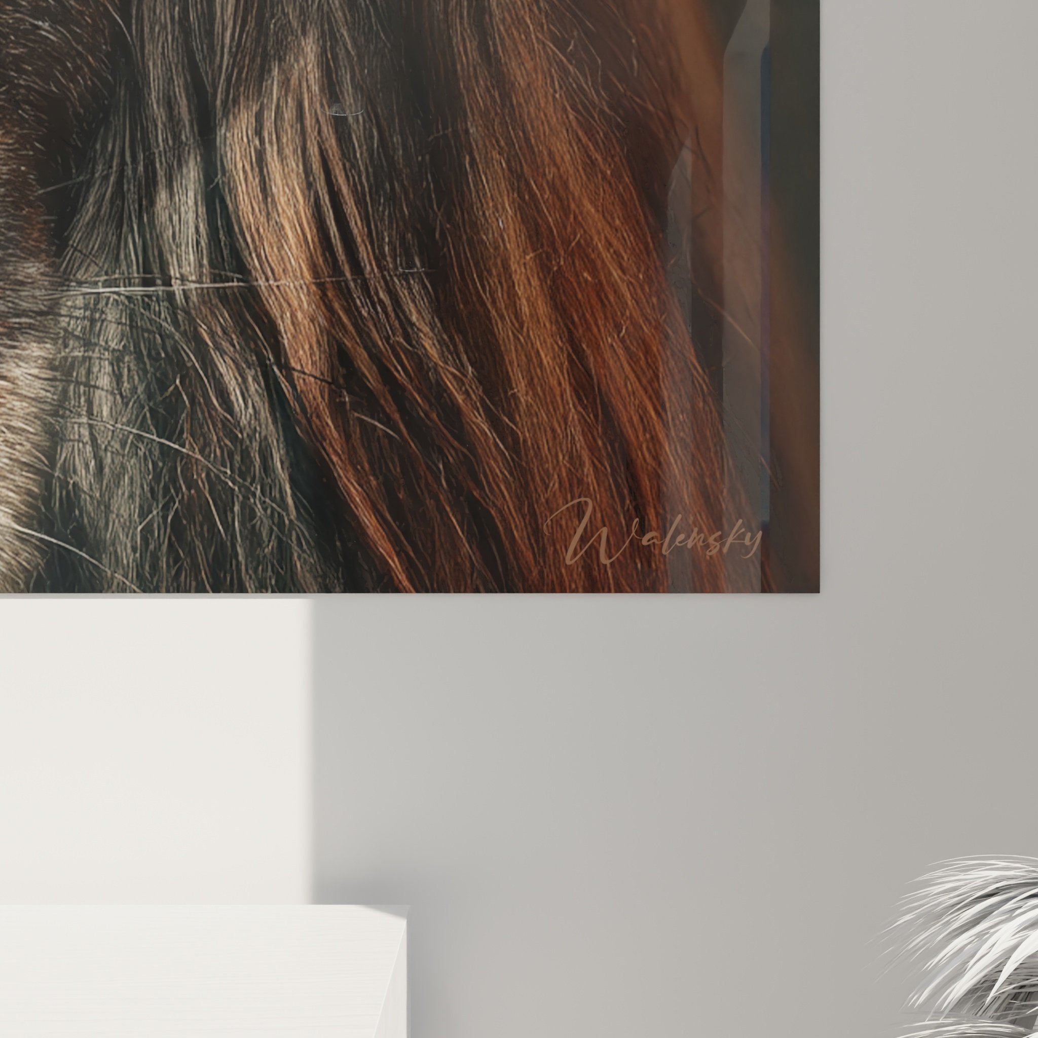 Vue d'ensemble du tableau Lévrier Afghan dans salon contemporain - portrait animalier décoratif mural