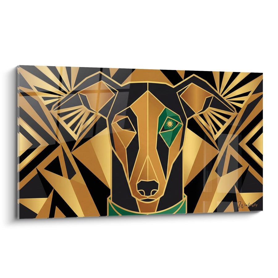 Tableau Lévrier Géométrique Doré Art Déco - Éclat Prisme - Edition Lévrier Greyhound