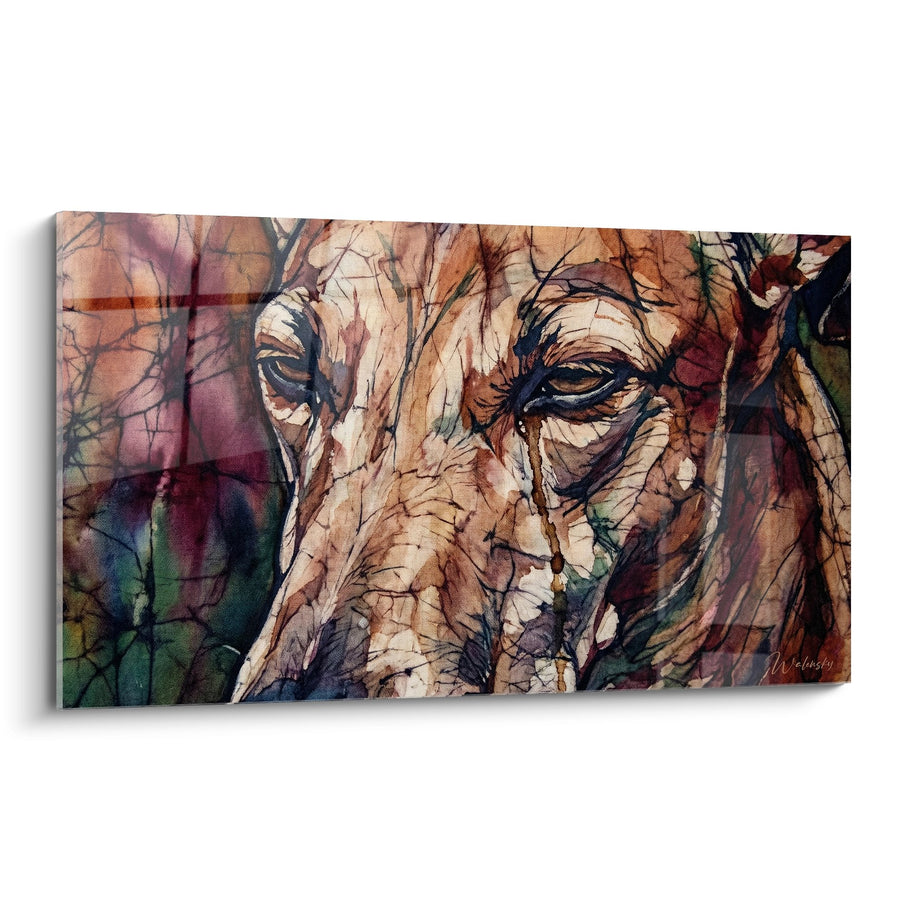 Tableau Portrait de Lévrier aux Tons Ocre et Rouille - Regard Mélancolique - Edition Lévrier Greyhound