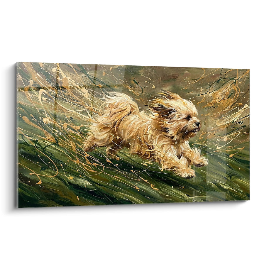 Tableau Lhassa Apso en Course dans la Tempête - Élan Sauvage - Edition Lhassa Apso
