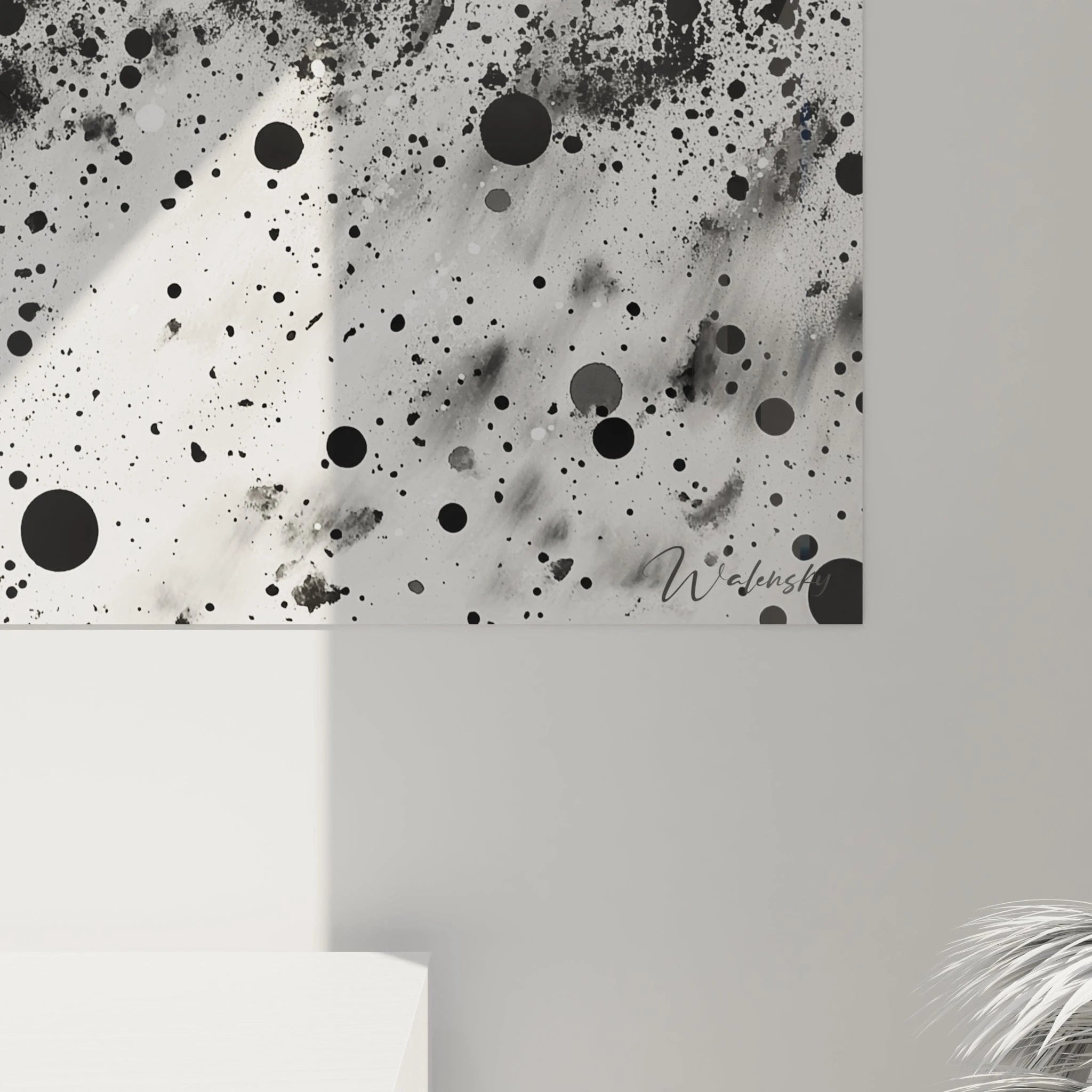 Tableau tacheté noir et blanc de Walensky, idéal pour décorer votre intérieur avec style moderne