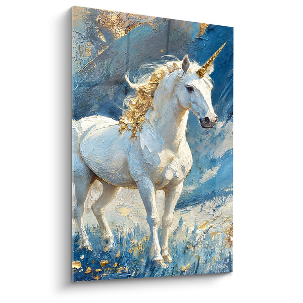 Tableau Licorne blanche à crinière dorée - Passage féerique - Edition Licorne
